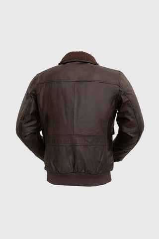 Mens Bomber Leather Jacket Brown