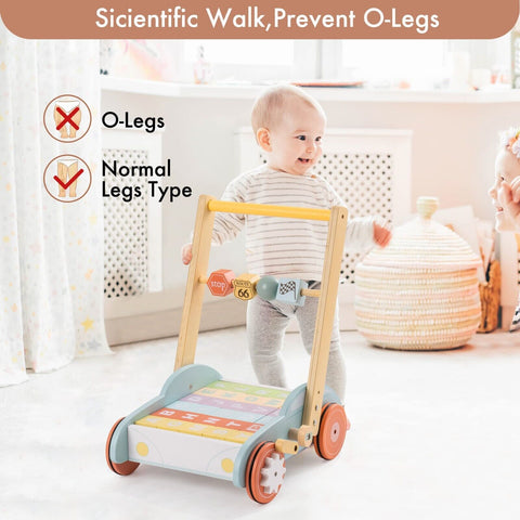 ROBUD Wooden Baby Walker Push With ABC 123 Traffic Sign Gifts For Todders 3 Year