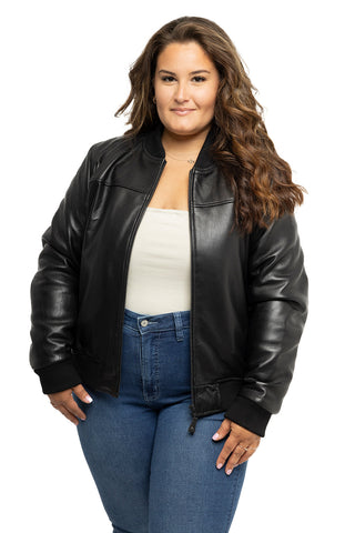 Dani Women's Fashion Leather Bomber Jacket