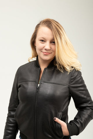 Dani Women's Fashion Leather Bomber Jacket