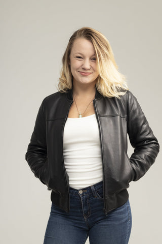 Dani Women's Fashion Leather Bomber Jacket