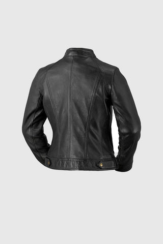 Sara Women's Single Snap Collar Leather Jacket