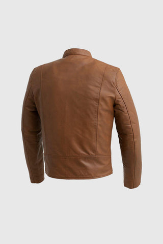 Grayson Mens Leather Jacket Dark Cognac