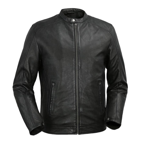 Lucas Men's Single Snap Collar Leather Jacket