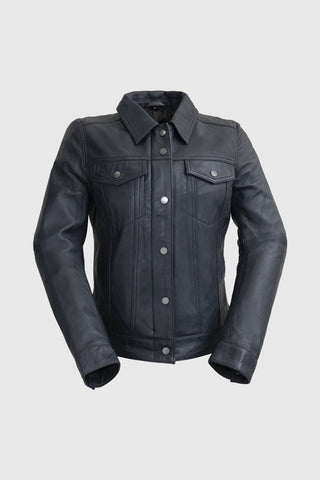 Madison Womens Fashion Leather Jacket Blue