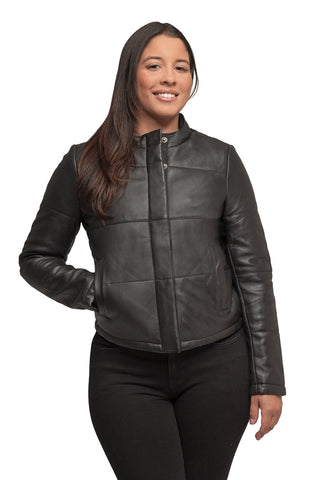 Melysa Women's Leather Puffer Jacket