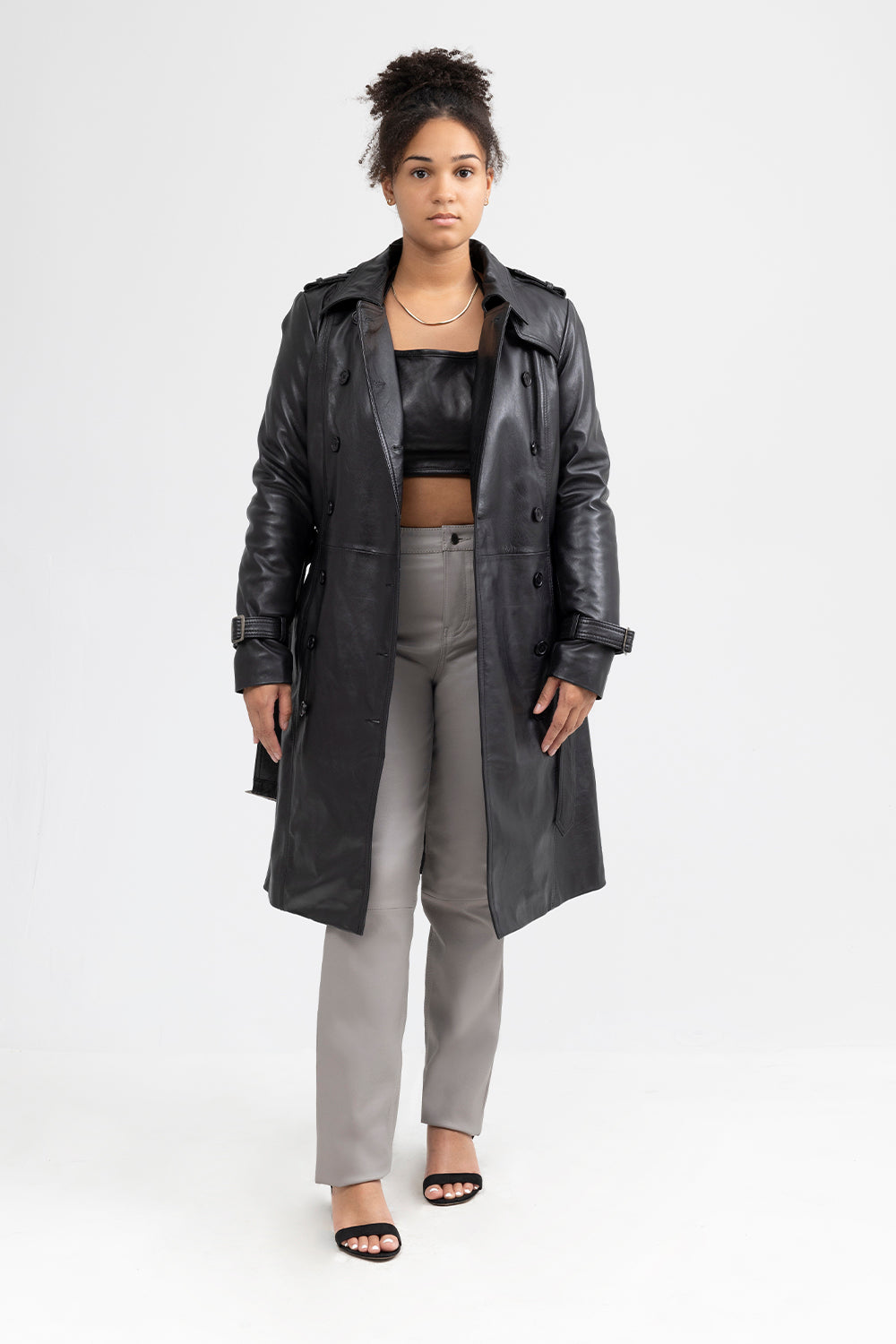 Olivia Women's Double Breasted Leather Coat