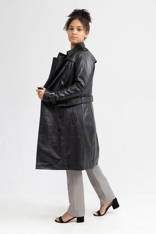 Olivia Women's Double Breasted Leather Coat