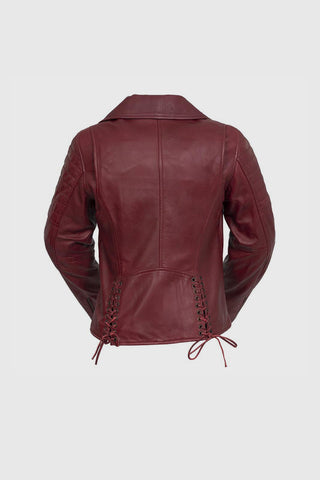 Princess Womens Moto Leather Jacket Oxblood