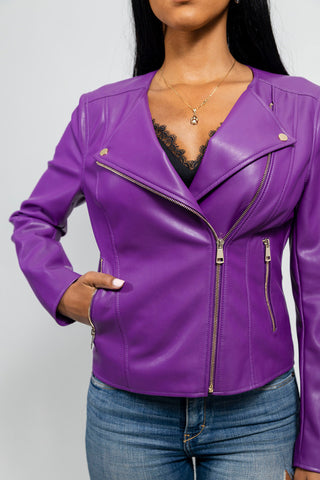 Violet Women's Vegan Faux Leather Jacket